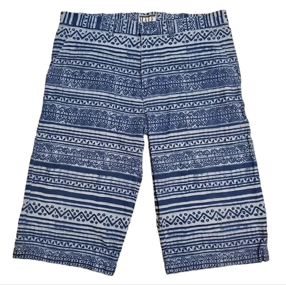 International Male 36 Vintage 90s Aztec Print Cotton Shorts Rare Boho Surfwear - Picture 2 of 7